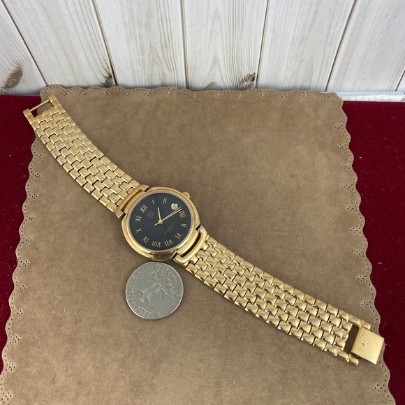 SOLD Vintage Givenchy Paris Watch 18K 10Micron Gold Plated  Date at 3 Roman - Picture 6 of 8